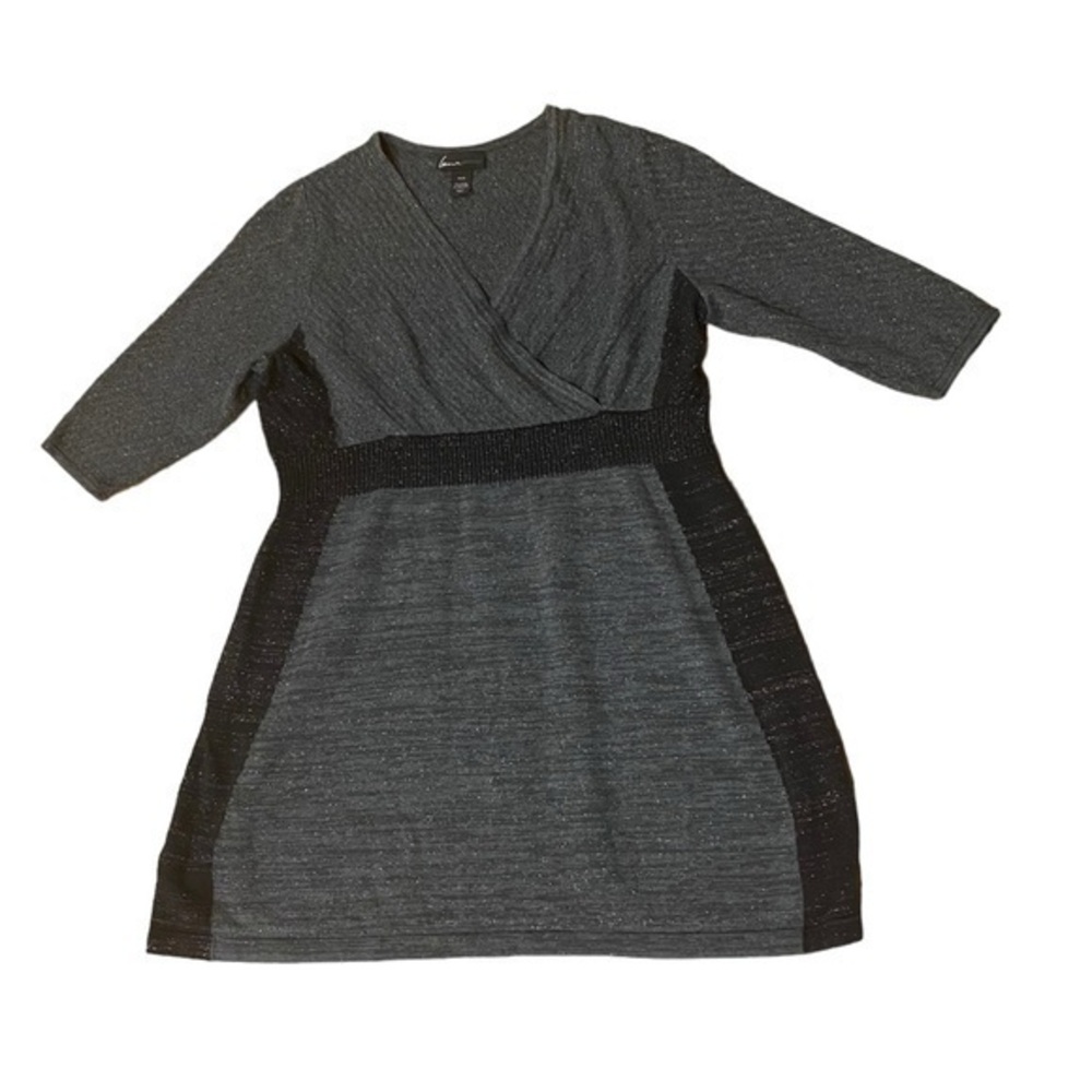Lane Bryant Sweater Dress Size 18 20 Gray Long Sleeve Sparkle V-Neck Womens - Picture 5 of 7